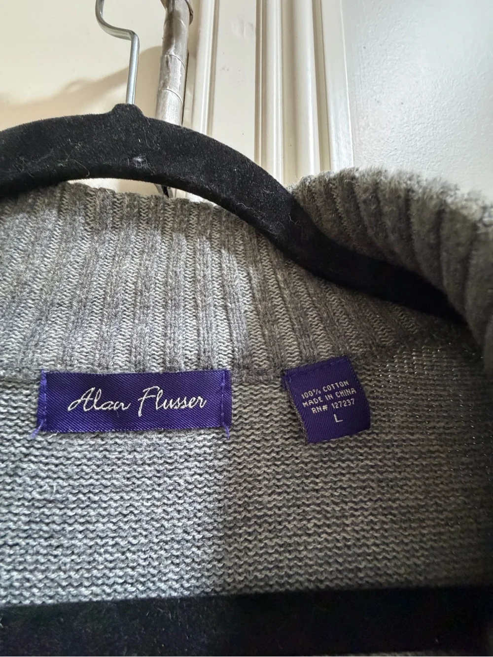 Alan Flusser Men’s Gray Full‑Zip Knit Sweater - Picture 3 of 3